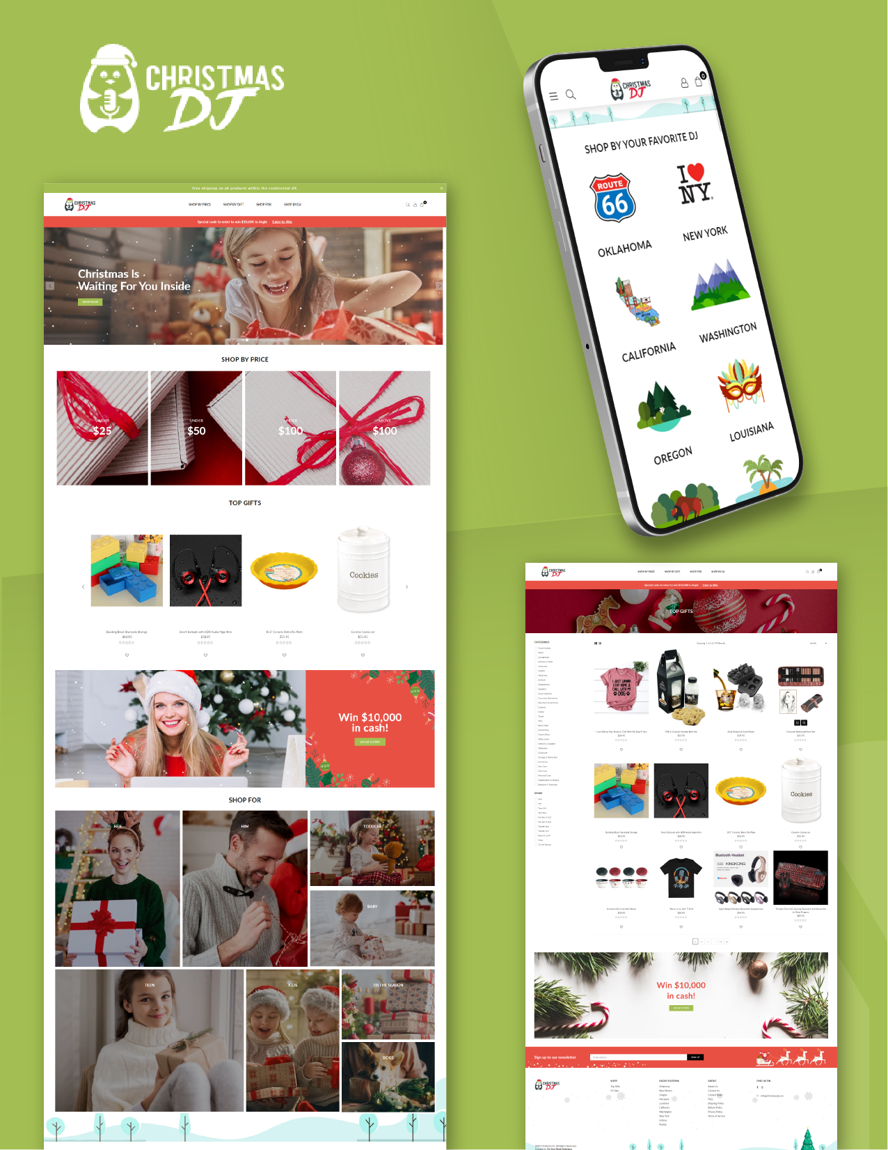Christmas DJ Website overview and ecommerce website showcase