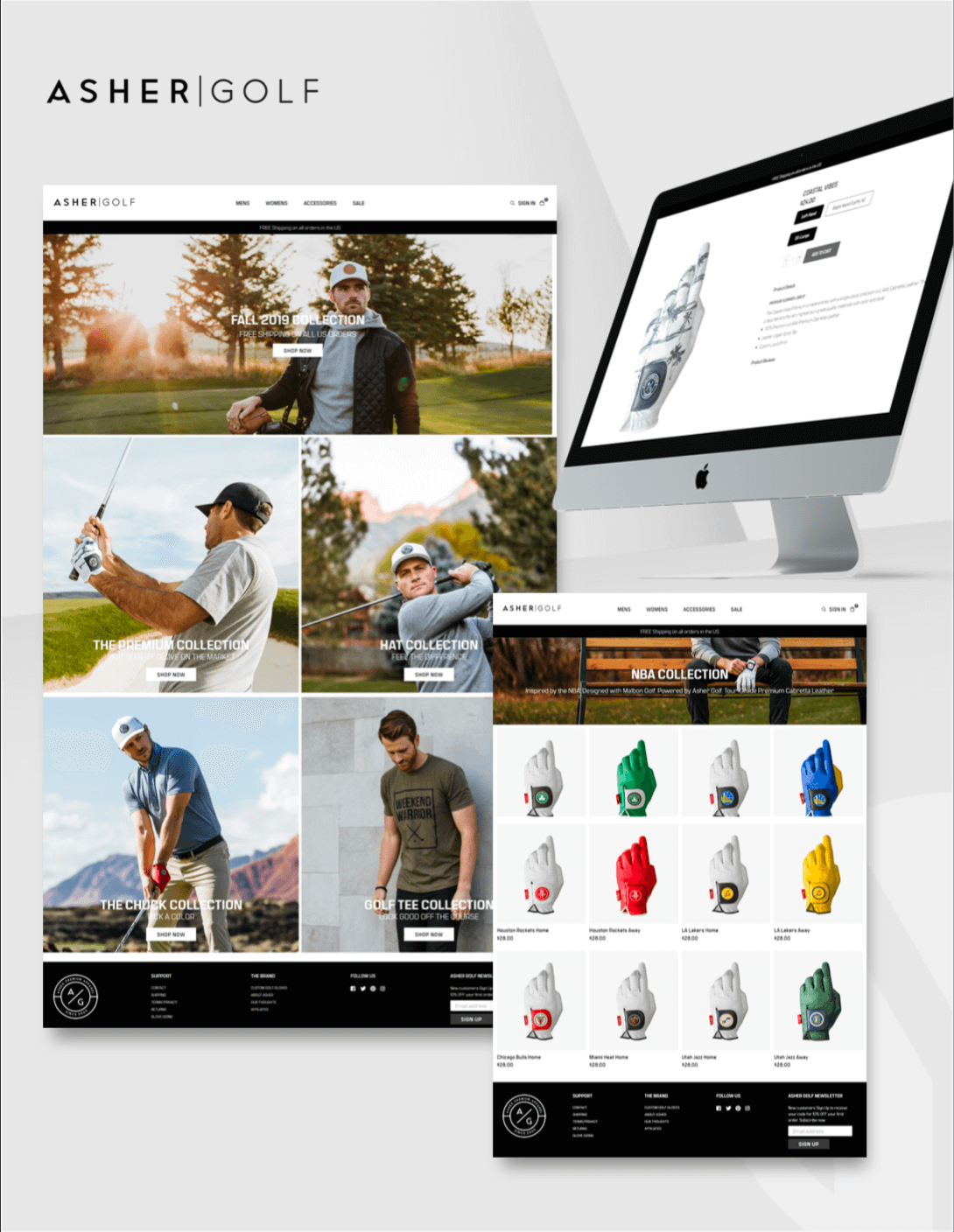 Asher Golf apparel ecommerce portfolio display