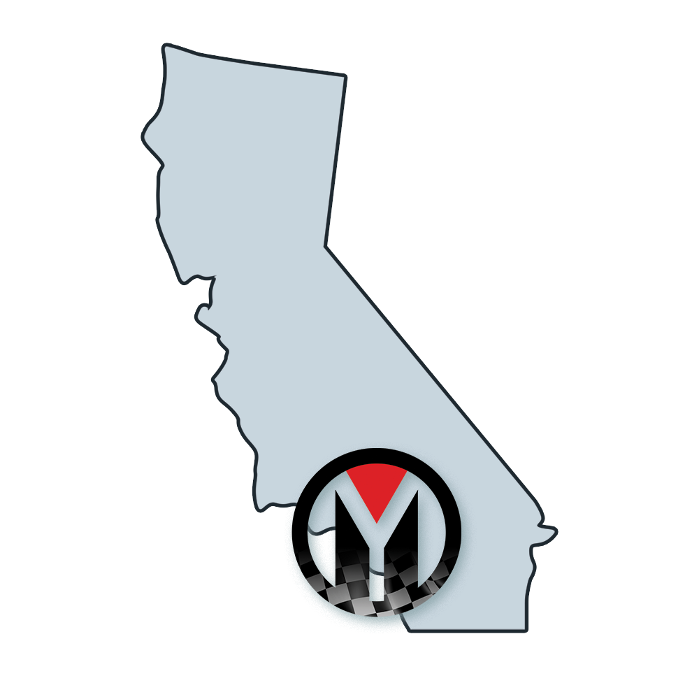 California outline with On Your Mark Solutions company logo over Southern California